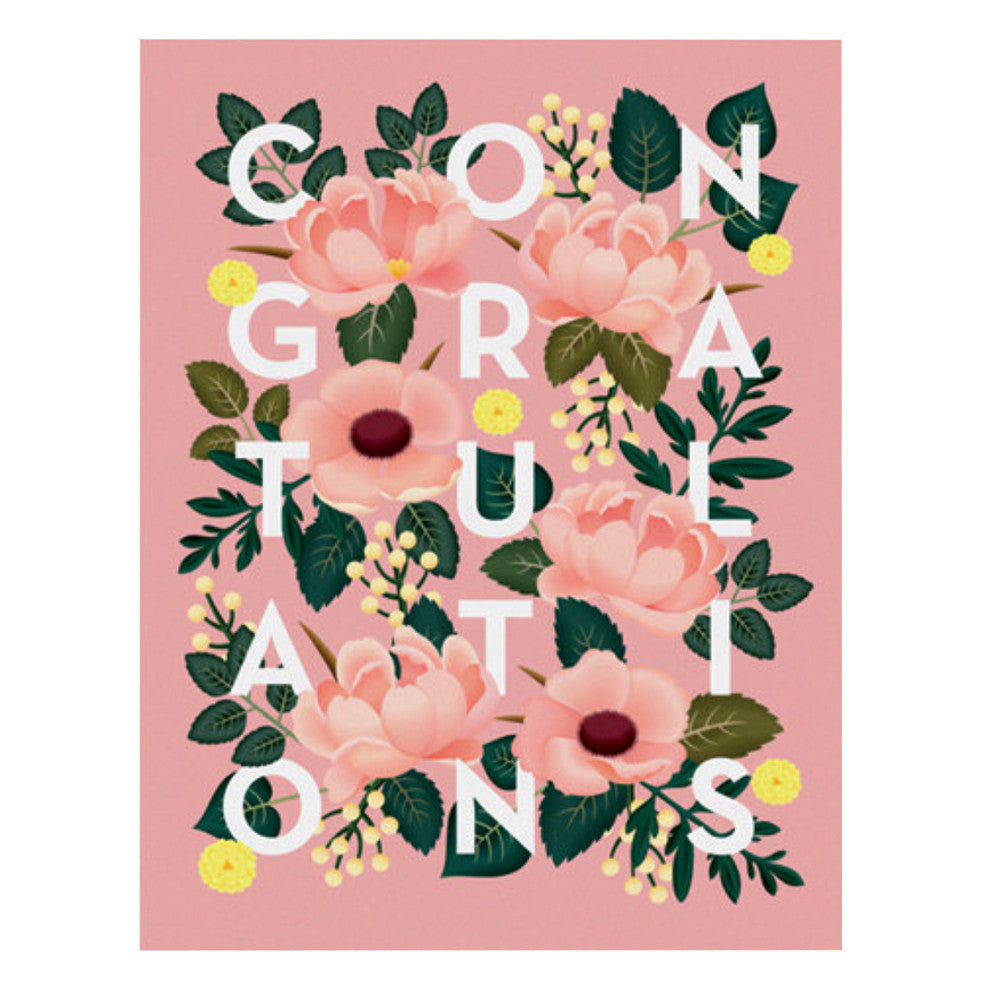 Dusty Pink Floral Congratulations Card by Clap Clap