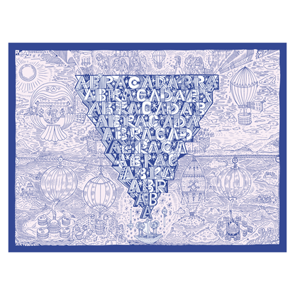 Poster with words Abracadabra written in upside-down pyramid