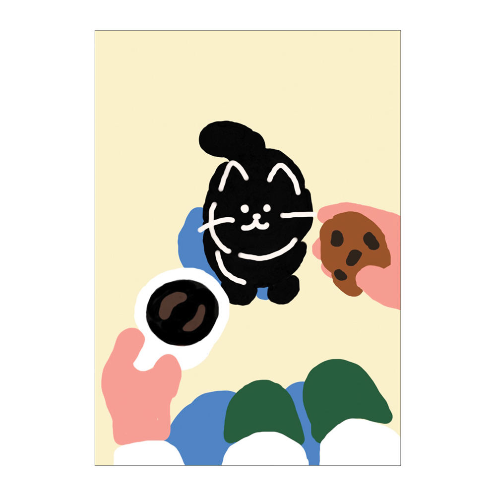 Limoo Park Cat, Coffee, Cookie Card by Wrap