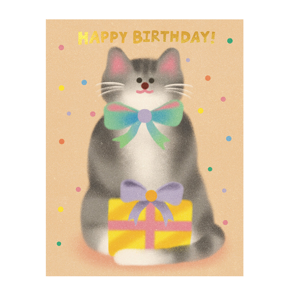 Zoey Kim Cat & Bow Tie Birthday Card by Wrap