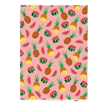 Ruby Taylor Pineapples & Watermelons Wrapping Paper Single Sheet by Wrap